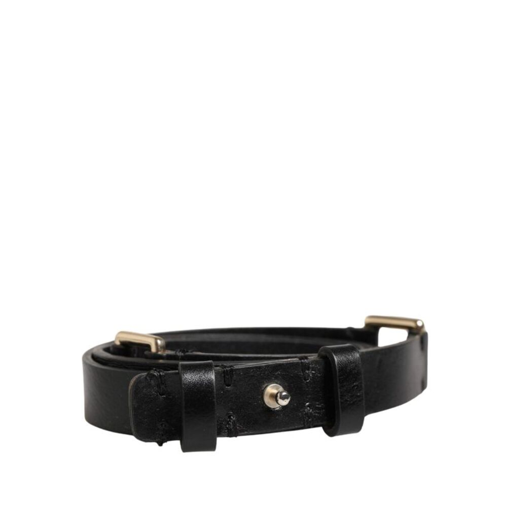GF Ferre Black Leather Thin Gold Metal Brass Buckle Waist Women's Belt